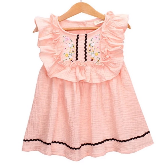 OceanBeaches Boutique Other - 🌸 3T 🌸 Pink Embroidered Sleeveless Ruffle Dress